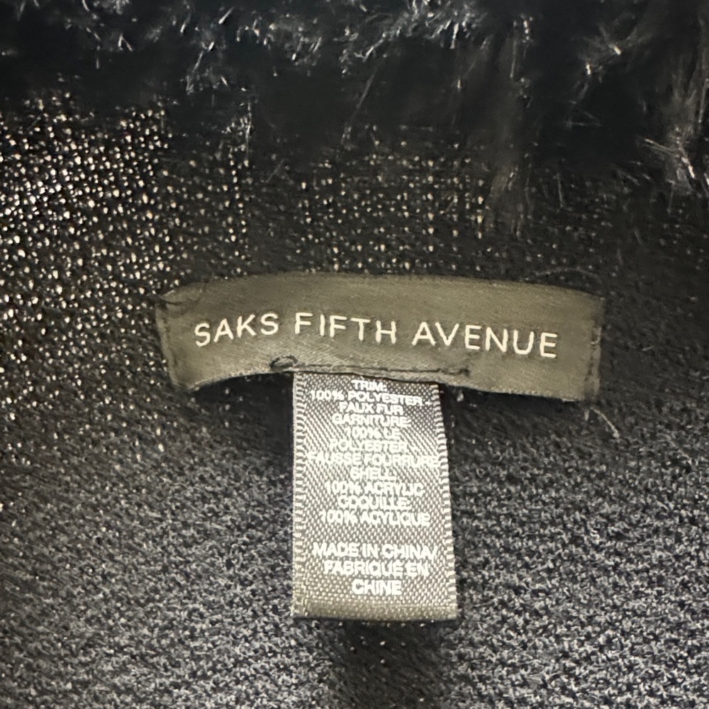 Saks Fifth Avenue Elegant Black Teddy Jacket - Picture 2 of 3